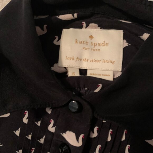 Kate Spade Swan Print Silk Blend Shirtdress Size S - Picture 7 of 7